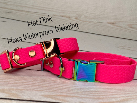 Waterproof dog collar, dog collar, neon pink dog collar, buckle dog collar, waterproof dog collar, Adjustable pvc Dog Collar, Hexa