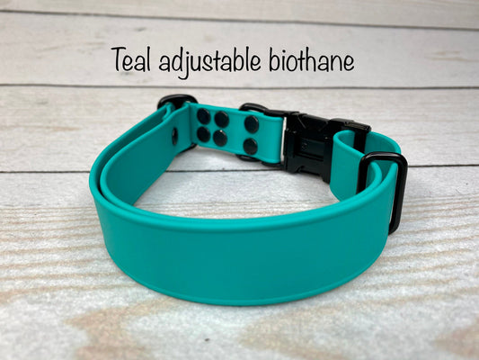 Biothane dog collar, dog collar teal, dog collar, buckle dog collar, waterproof collar, Adjustable Biothane Dog Collar, rose gold hardware