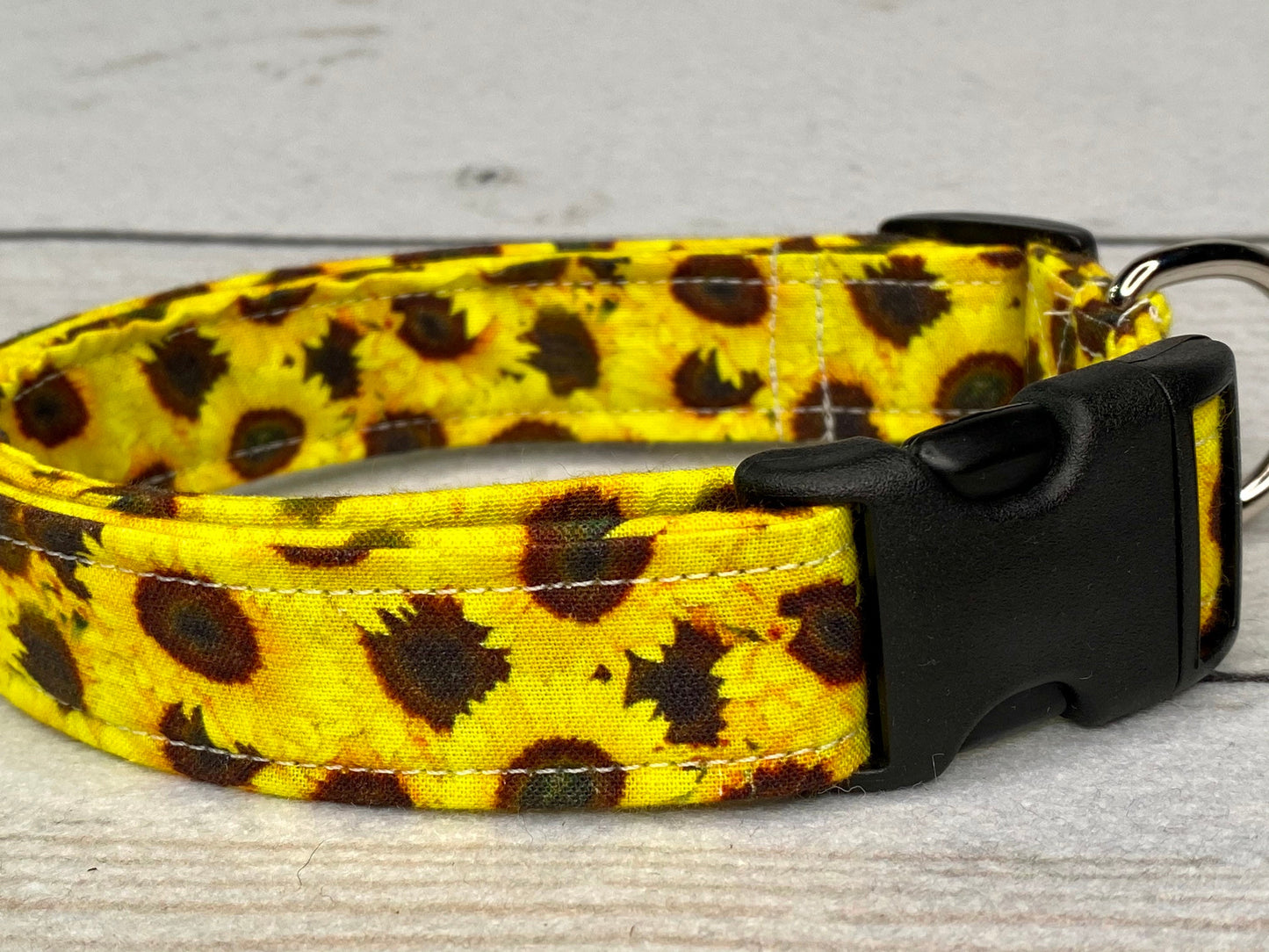 Sunflower dog collar, floral dog collar, girl dog collar, side release adjustable collar, handmade dog collar, cat collar sunflower cat collar