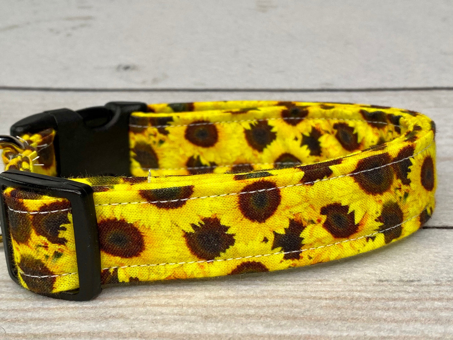 Sunflower dog collar, floral dog collar, girl dog collar, side release adjustable collar, handmade dog collar, cat collar sunflower cat collar