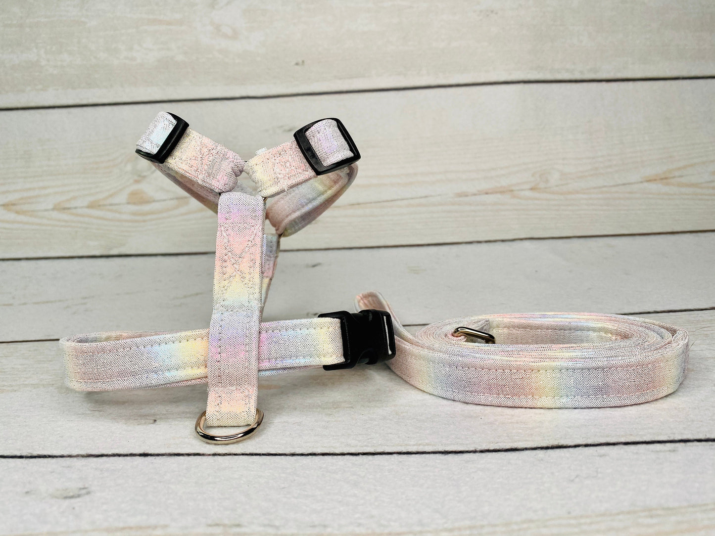 Dog harness, Harness and leash, step in harness, standard harness, adjustable harness, rainbow dog harness, rainbow, ombre dog harness