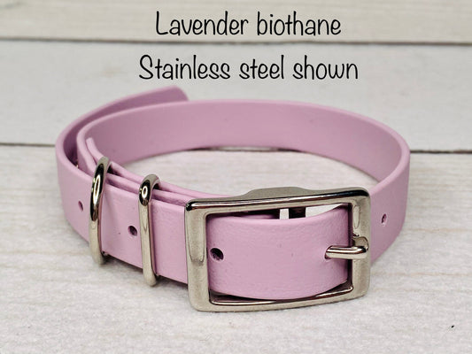 Biothane dog collar, purple dog collar, dog collar, buckle dog collar, waterproof collar, lavender, rose gold hardware, leather dog collar