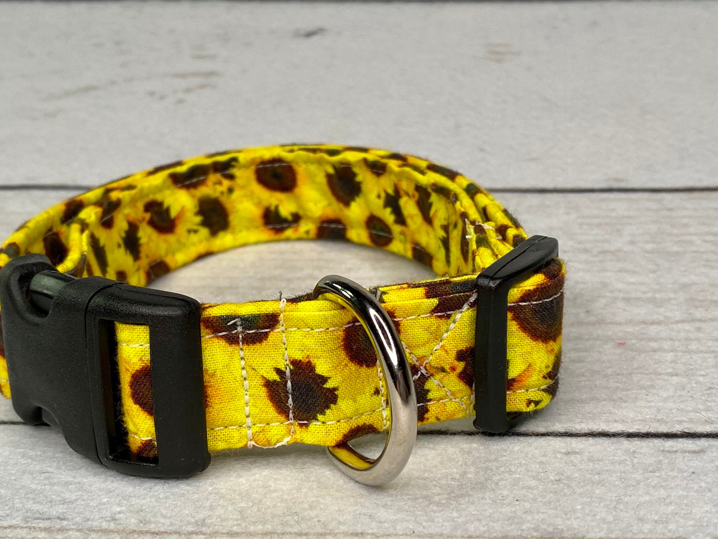 Sunflower dog collar, floral dog collar, girl dog collar, side release adjustable collar, handmade dog collar, cat collar sunflower cat collar