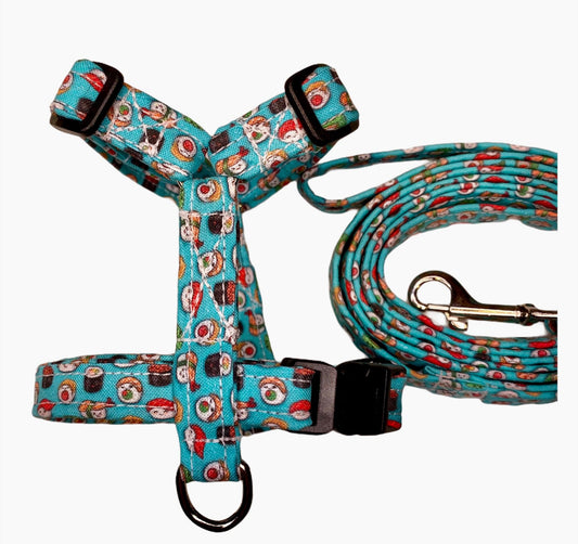 Dog harness, harness and leash set, step in harness, standard harness, roman harness, dog harness matching leash, sushi dog harness, sushi