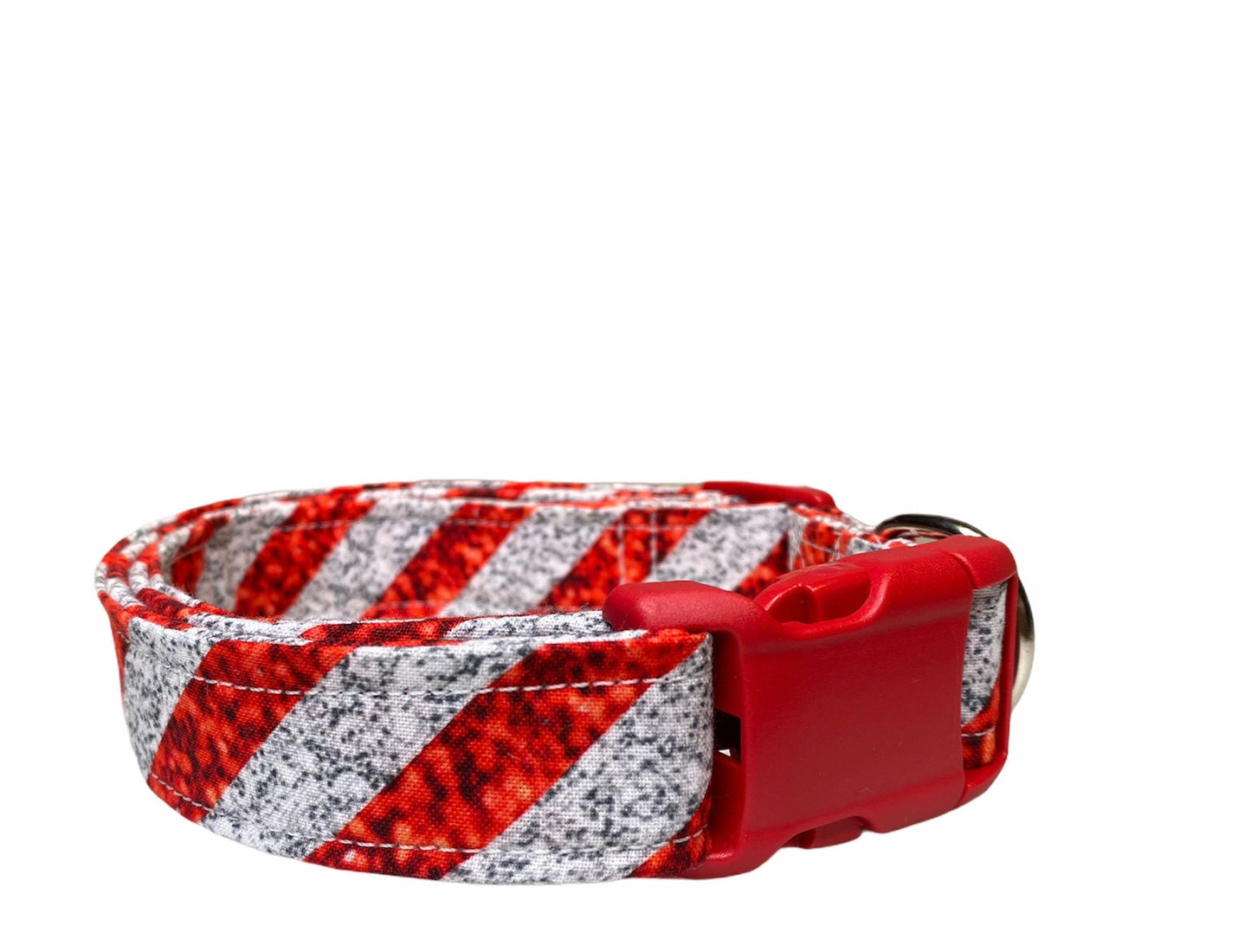 Dog Collar, adjustable dog collar, side release dog collar, candy cane dog collar, Christmas dog collar, candy cane stripe, Christmas collar