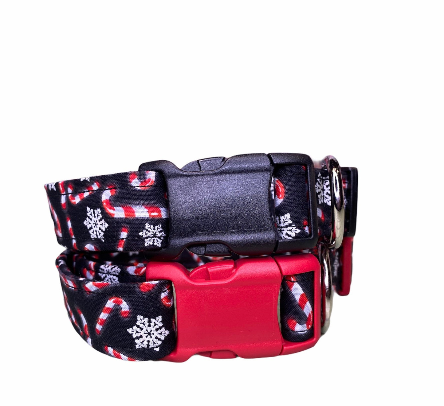Dog Collar, adjustable dog collar, side release dog collar, holiday dog collar, Christmas dog collar, candy cane, Christmas collar