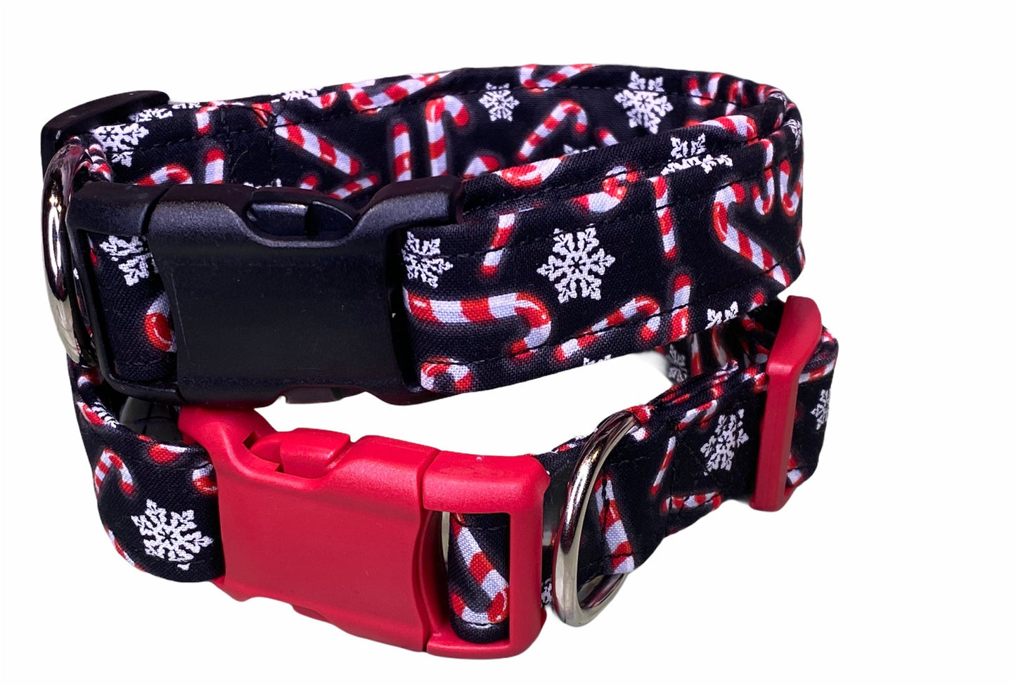 Dog Collar, adjustable dog collar, side release dog collar, holiday dog collar, Christmas dog collar, candy cane, Christmas collar