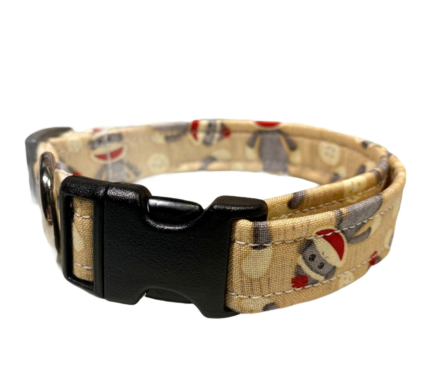 Sock monkey side release adjustable dog collar