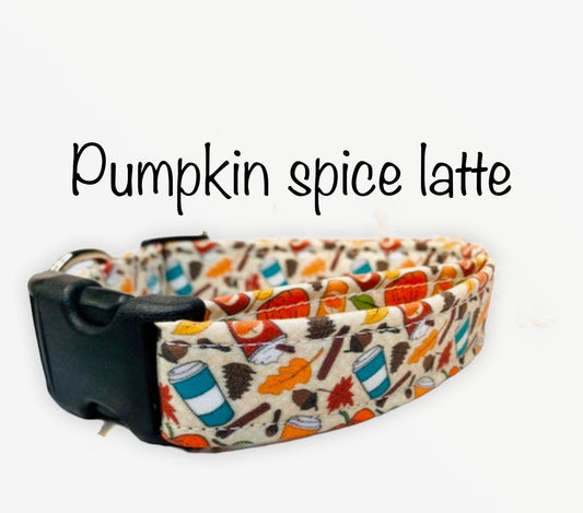 Pumpkin spice latte dog collar, dog collar, fall dog collar, pumpkin dog collar, adjustable, washable, eco friendly collar, PSL, fabric