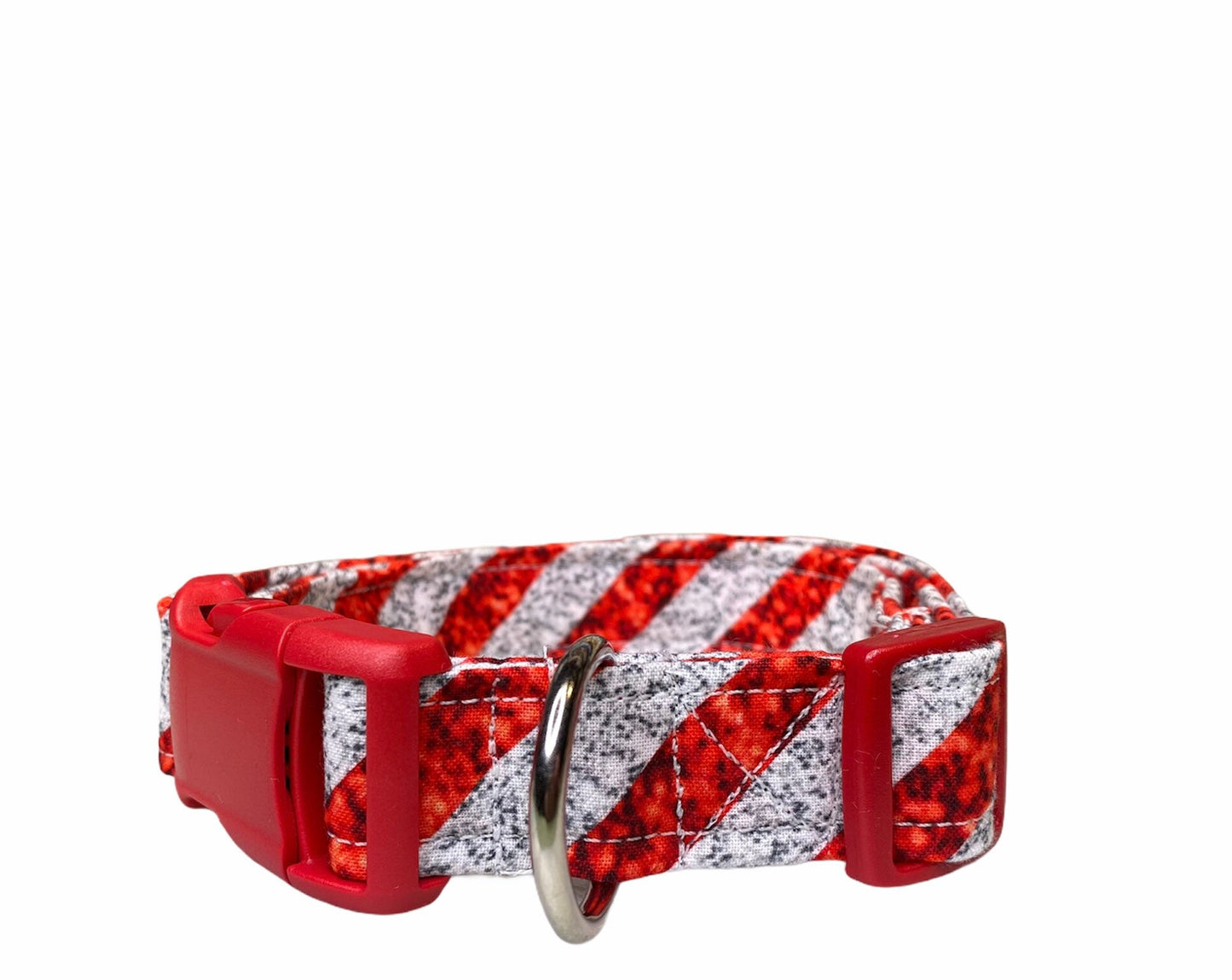 Dog Collar, adjustable dog collar, side release dog collar, candy cane dog collar, Christmas dog collar, candy cane stripe, Christmas collar