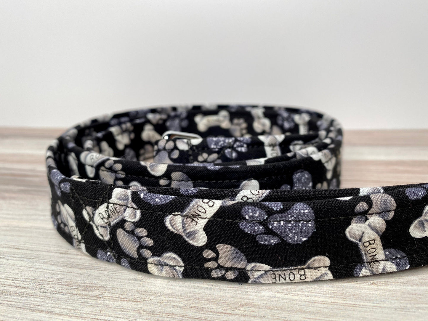 Chrome bone dog harness and leash set, standard roman dog harness, step in dog harness, handmade dog harness, matching leash, black bone print