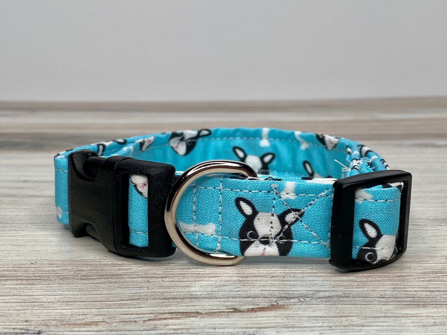 Dog collar, adjustable dog collar, boston terrier dog collar, blue dog collar, eco friendly dog collar, fabric dog collar, custom dog collar