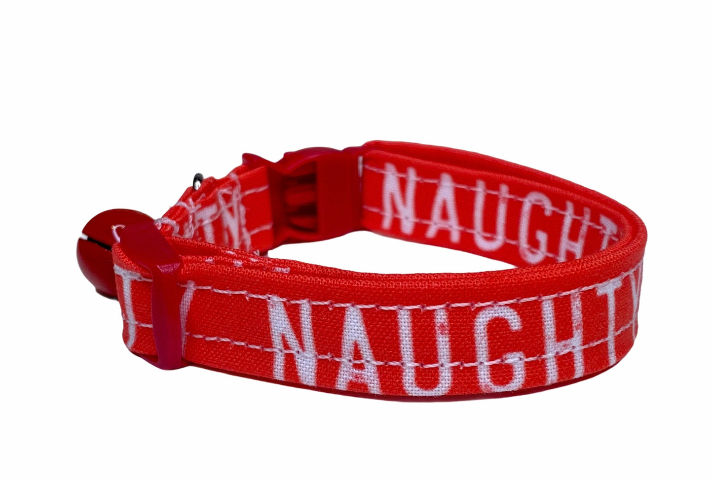 Dog collar, Christmas dog collar, naughty dog collar, fabric dog collar, adjustable, funny dog collar, red, naughty, Christmas
