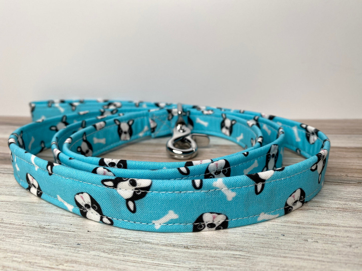 Boston terrier dog harness and leash set, standard roman dog harness, step in dog harness, boston terrier print, matching leash, adjustable washable pet harness, handmade