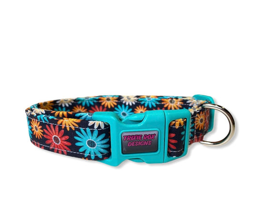 Floral dog collar, dog collar, floral collar, adjustable collar, cat collar, dog collar girl, fabric dog collar, side release, washable