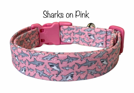 Shark dog collar, dog collar, pink shark dog collar, eco friendly dog collar, dog collar for girls, shark collar, pink sharks, cat collar