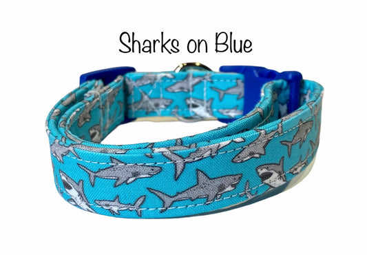 Shark dog collar, dog collar, boy shark dog collar, eco friendly dog collar, dog collar for boys, shark collar, blue sharks, cat collar
