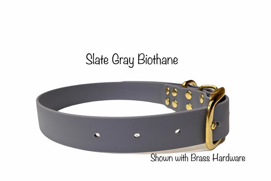 Biothane dog collar, gray dog collar, dog collar, buckle dog collar, waterproof collar, slate gray, rose gold hardware, gray biothane collar