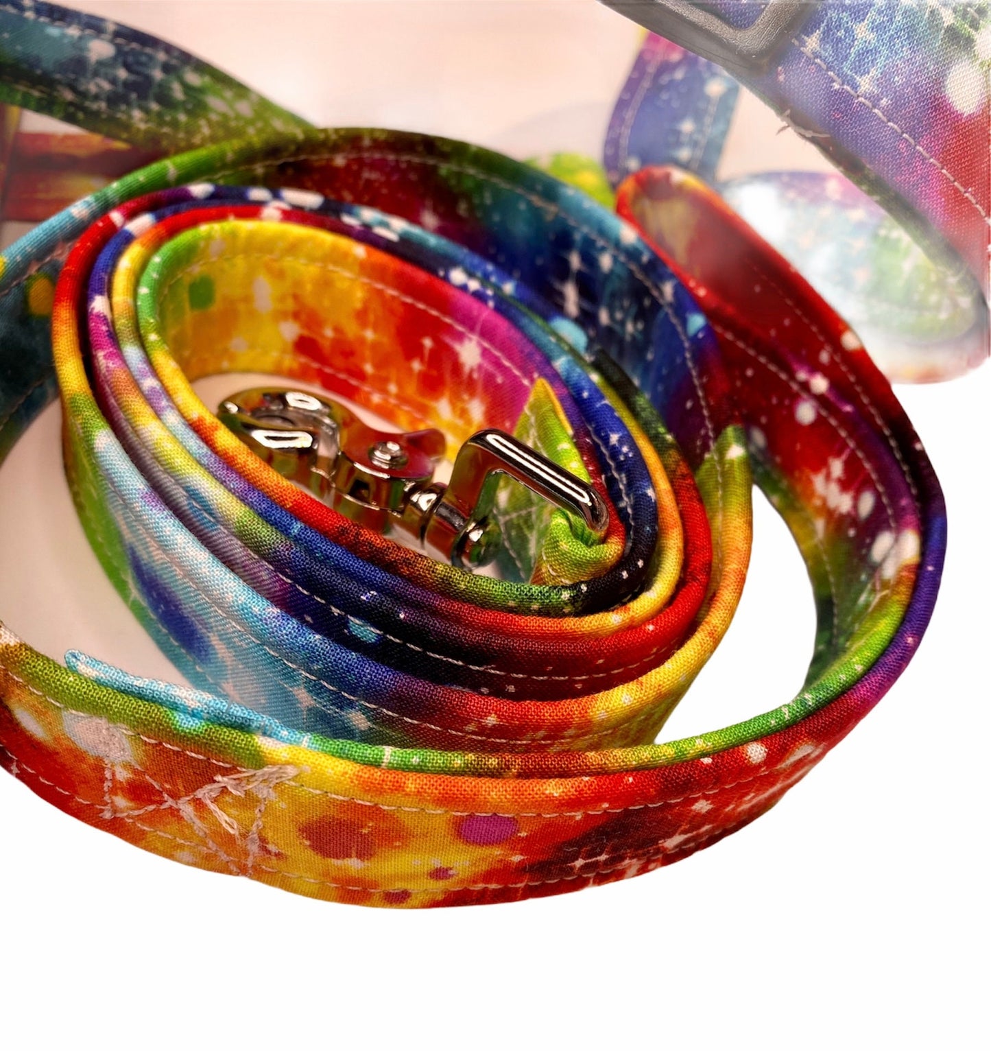 Galaxy dog harness and leash set, dog harness, rainbow galaxy, step in dog harness, standard roman harness, matching leash set, adjustable