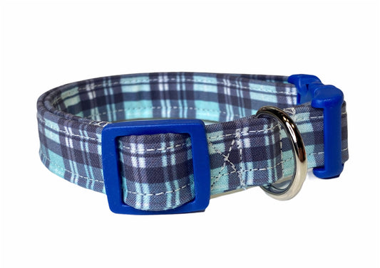 Blue plaid dog collar, dog collar, blue plaid, plaid collar, blue plaid collar, boy dog collar, eco friendly dog collar, cat collar, plaid