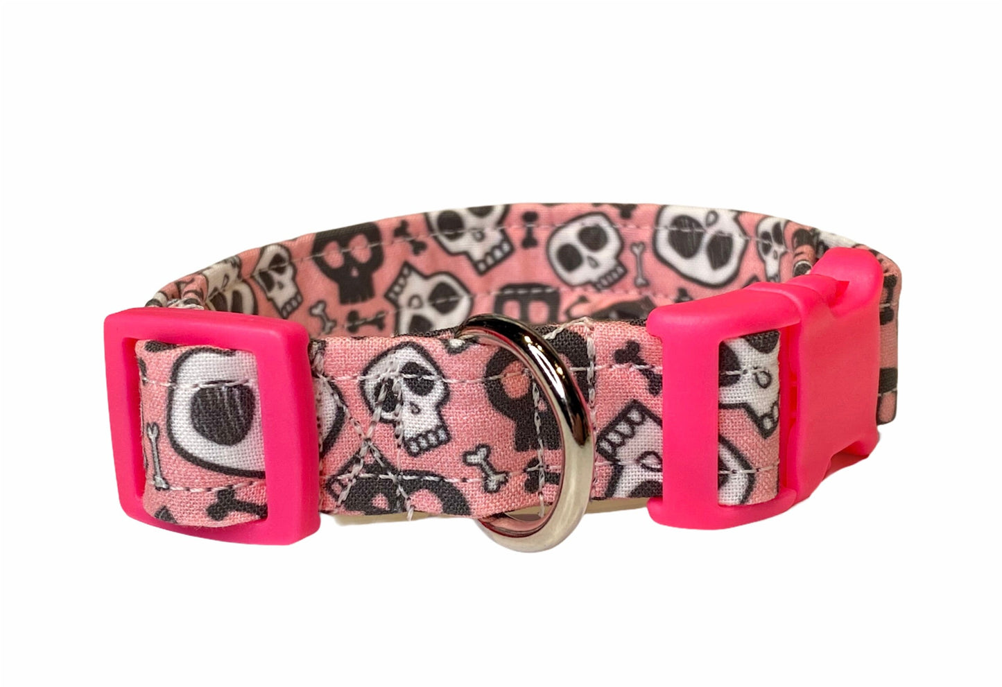 Skull dog collar, pink skull dog collar, pink skull collar, dog collar girl, eco friendly collar, pink skull, cat collar, washable collar