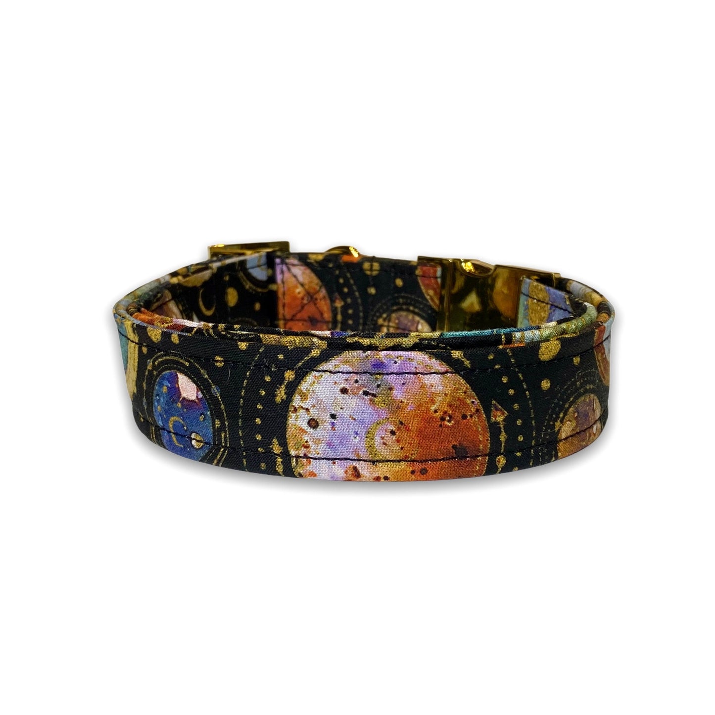 Galaxy dog collar, celestial dog collar, metal buckle, rose gold, brass, universe, dog collar, washable, eco friendly, adjustable, beginning