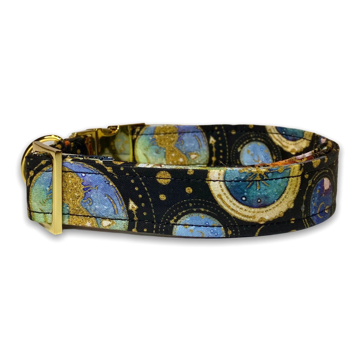 Galaxy dog collar, celestial dog collar, metal buckle, rose gold, brass, universe, dog collar, washable, eco friendly, adjustable, beginning