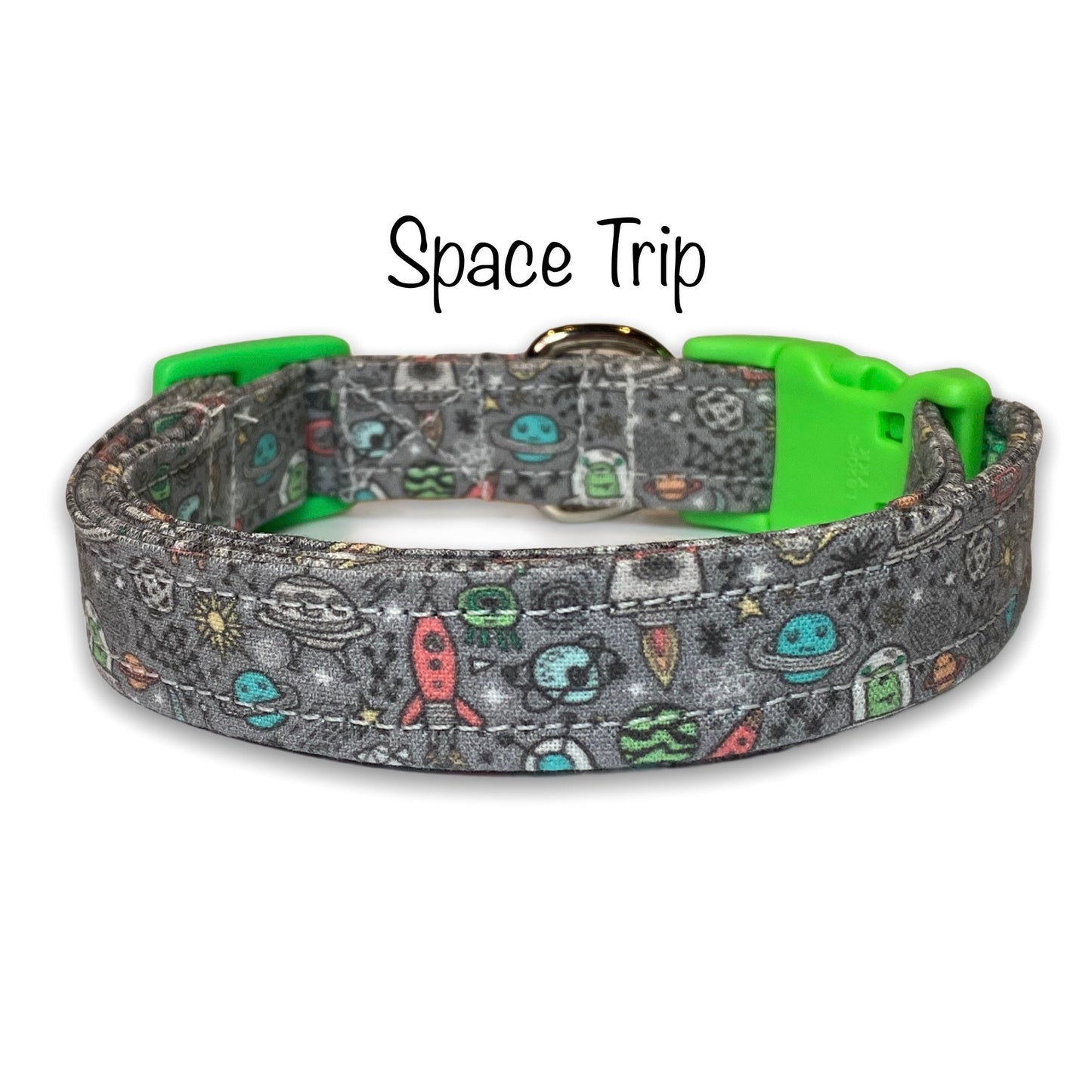Space dog collar, alien dog collar, sci-fi dog collar, dog collar, funny dog collar, eco friendly, cat collar, adjustable, washable, aliens