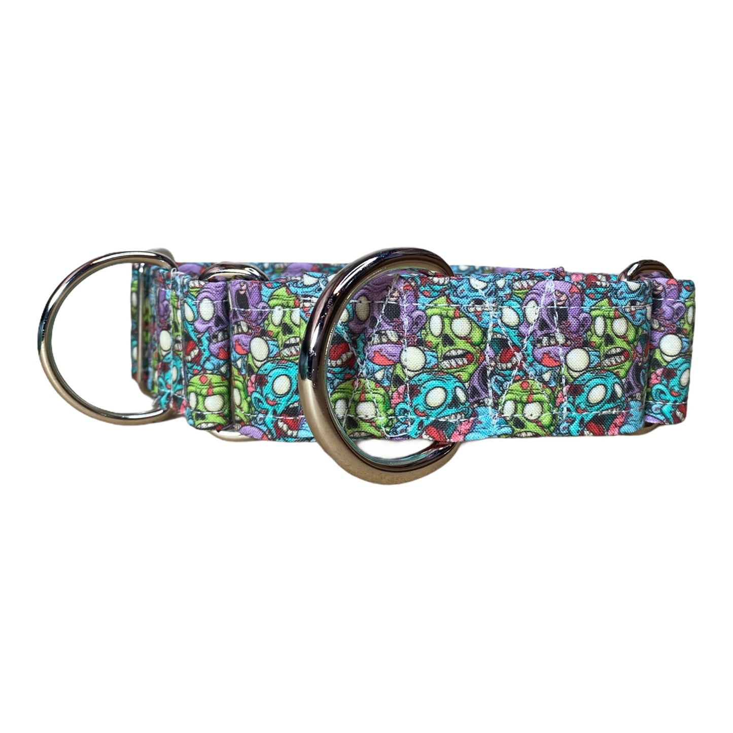 Zombie Martingale dog collar, adjustable martingale collar, choke collar, washable martingale collar, zombie print, funny martingale collar