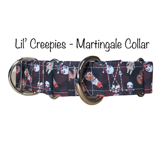 Horror Martingale dog collar, adjustable martingale collar, choke collar, washable martingale collar, horror print, funny martingale collar