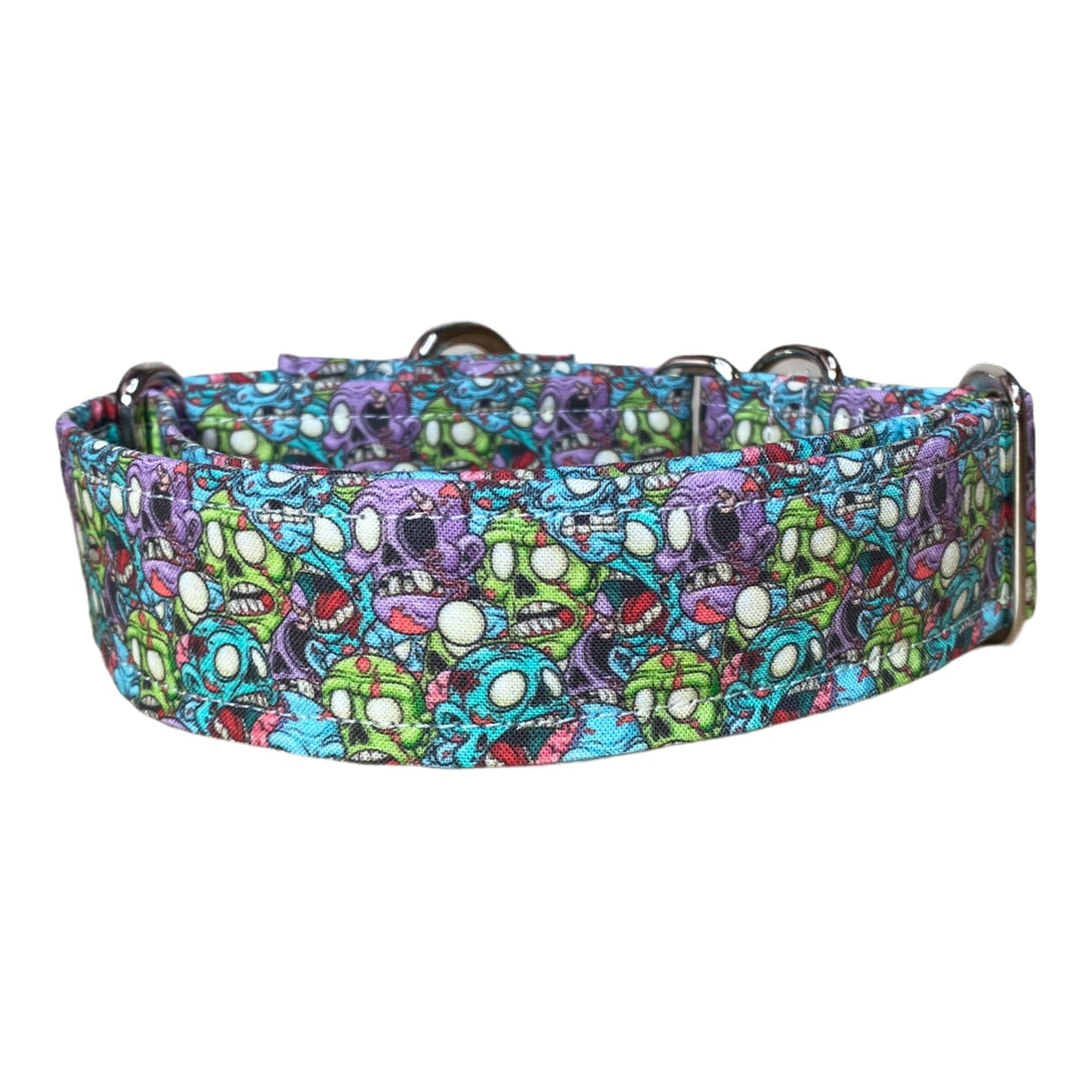 Zombie Martingale dog collar, adjustable martingale collar, choke collar, washable martingale collar, zombie print, funny martingale collar