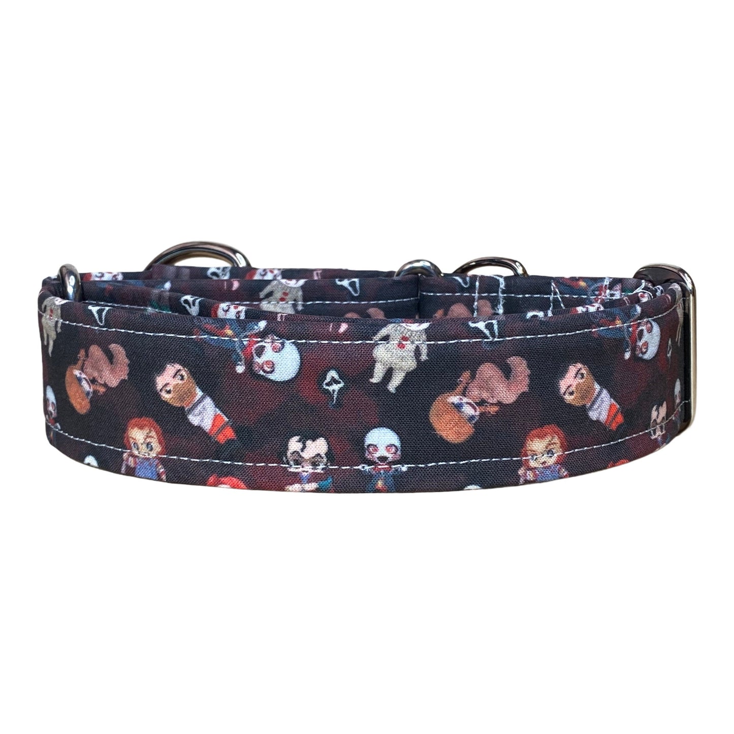 Horror Martingale dog collar, adjustable martingale collar, choke collar, washable martingale collar, horror print, funny martingale collar