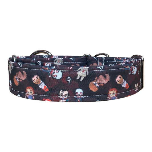Horror Martingale dog collar, adjustable martingale collar, choke collar, washable martingale collar, horror print, funny martingale collar