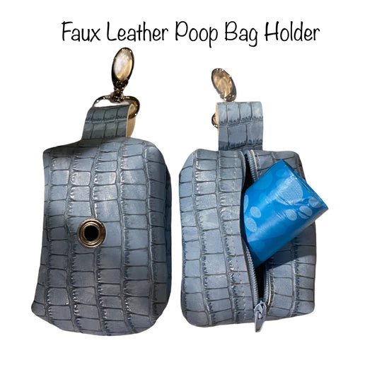 Blue Textured Dog poop bag holder, dog waste bag holder, faux leather poop bag dispenser, dog waste bag dispenser, vegan leather poop bag