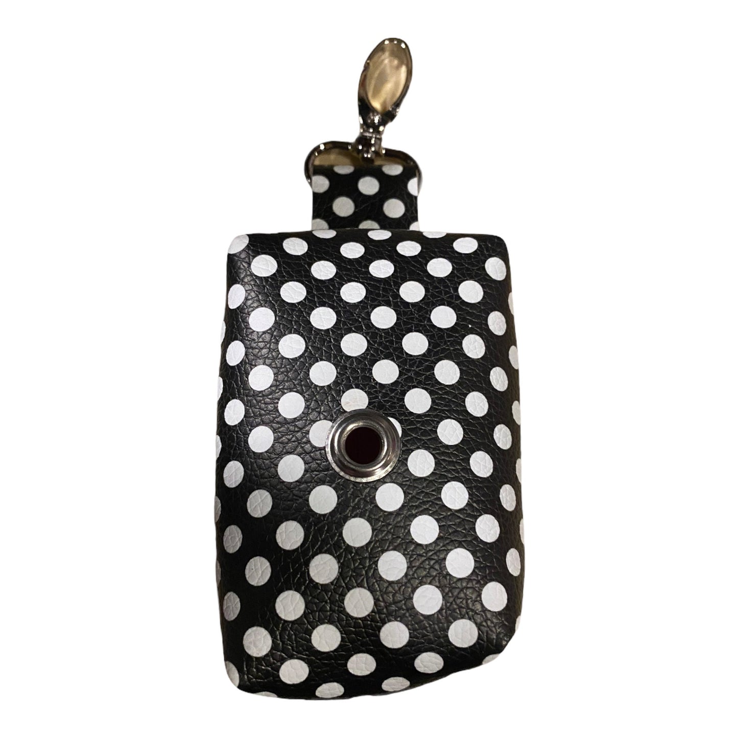 Black Polka Dot Dog poop bag holder, dog waste bag holder, faux leather poop bag dispenser, dog waste bag dispenser, vegan leather poop bag