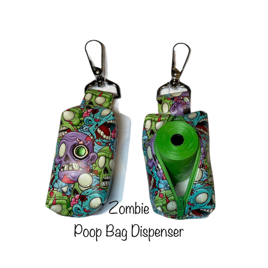 Zombie Dog poop bag holder, dog waste bag holder, faux leather poop bag dispenser, dog waste bag dispenser, vegan leather poop bag, Zombie