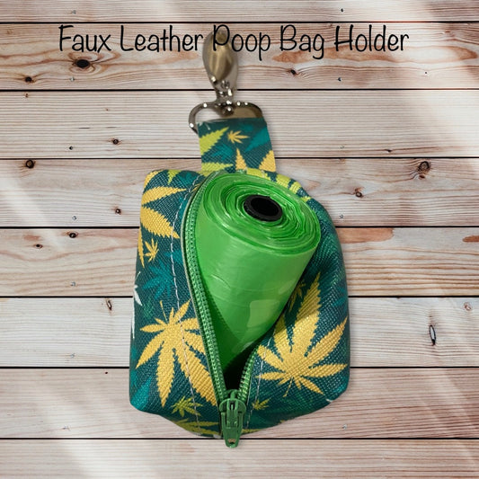 Weed Dog poop bag holder, 420,  dog waste bag holder, faux leather dog poop bag dispenser, dog waste bag dispenser, vegan leather poop bag