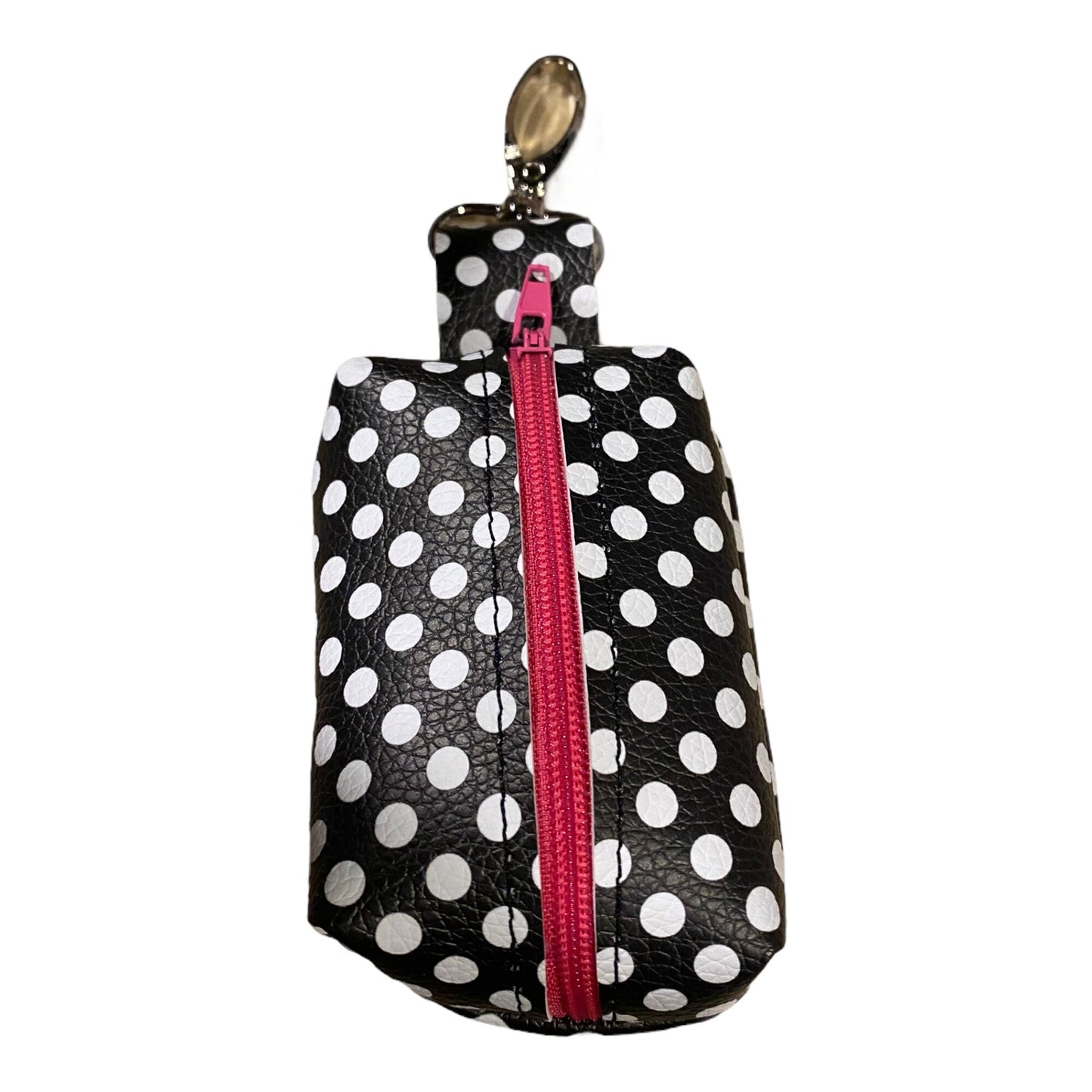 Black Polka Dot Dog poop bag holder, dog waste bag holder, faux leather poop bag dispenser, dog waste bag dispenser, vegan leather poop bag