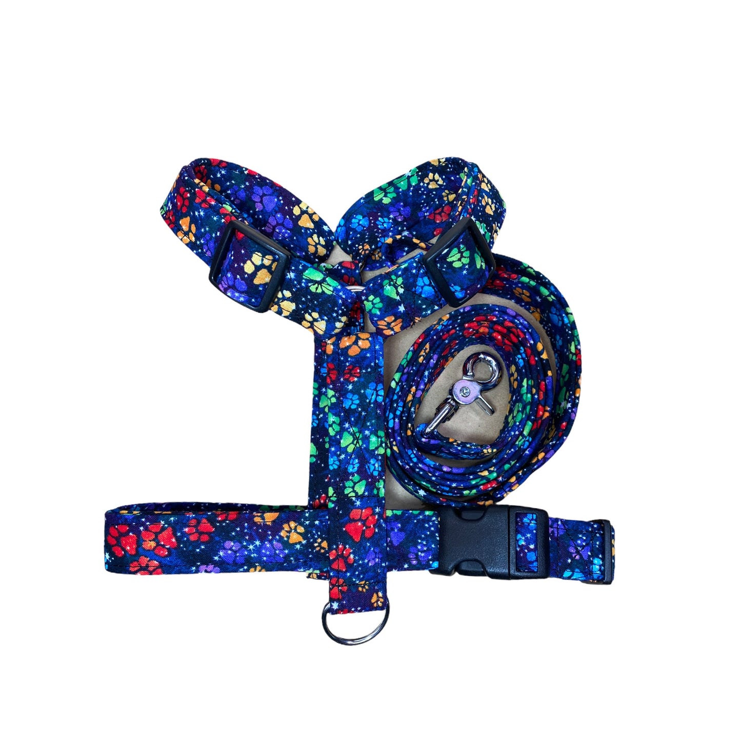Galaxy dog harness and leash set, standard Roman dog harness, step in dog harness, adjustable dog harness, washable dog harness, celestial