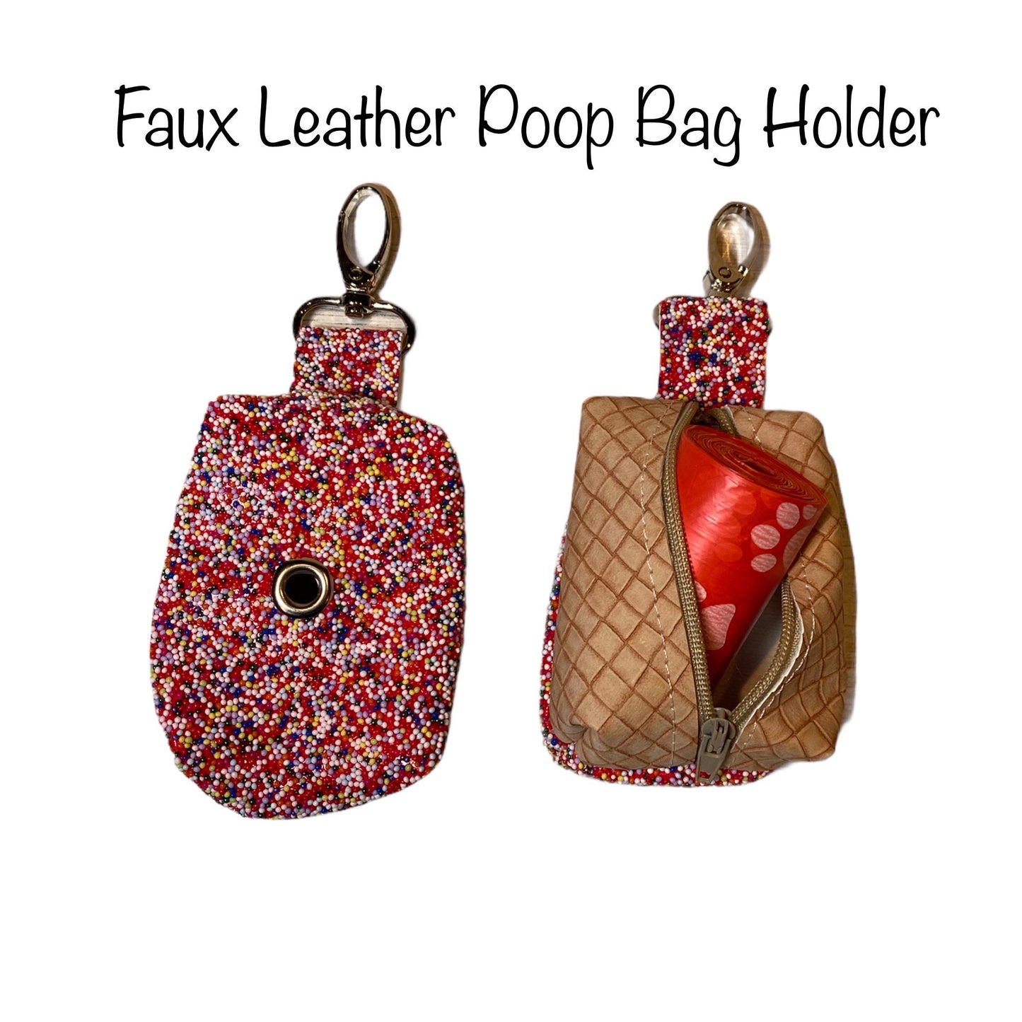 Ice Cream Cone Dog poop bag holder, dog waste bag holder, faux leather poop bag dispenser, dog waste bag dispenser, vegan leather poop bag