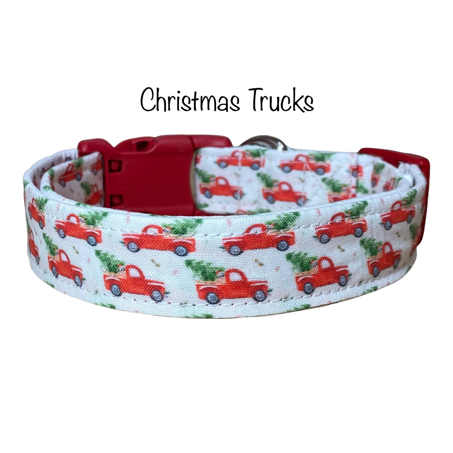 Red Christmas truck Dog Collar, adjustable dog collar, side release dog collar, holiday dog collar, Christmas dog collar, Christmas collar
