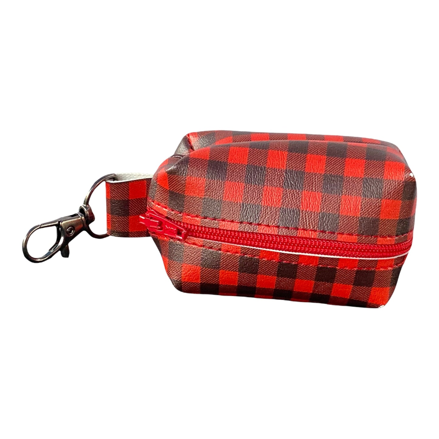 Buffalo check Dog poop bag holder, dog waste bag holder, faux leather poop bag dispenser, dog waste bag dispenser, vegan leather poop bag