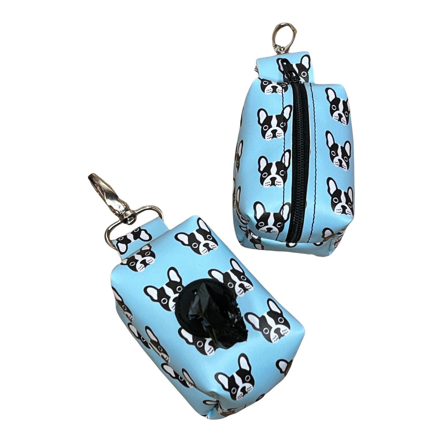 Boston Terrier poop bag holder, dog waste bag holder, faux leather poop bag dispenser, dog waste bag dispenser, vegan leather poop bag