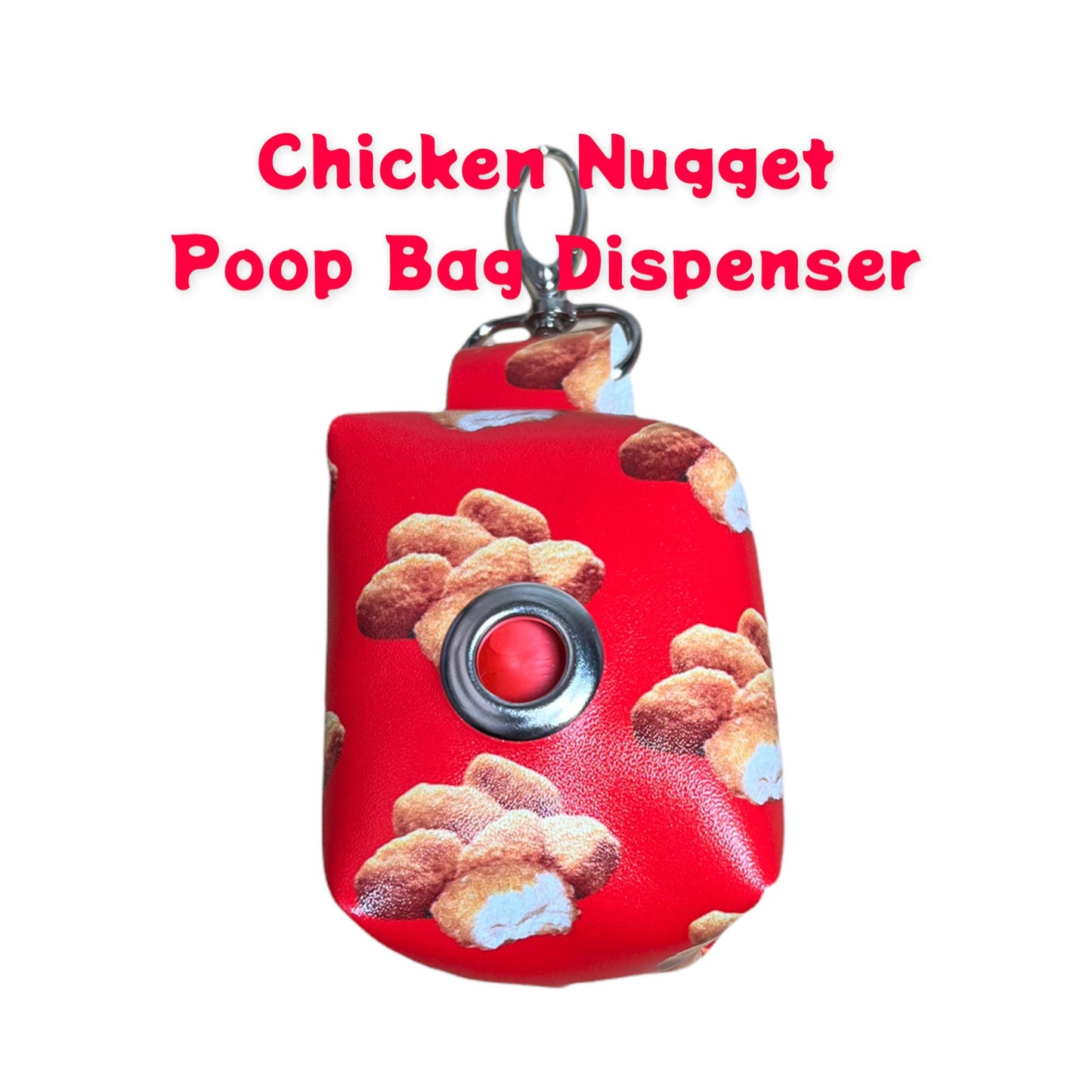 Chicken Nugget poop bag holder, dog waste bag holder, faux leather poop bag dispenser, dog waste bag dispenser, vegan leather poop bag