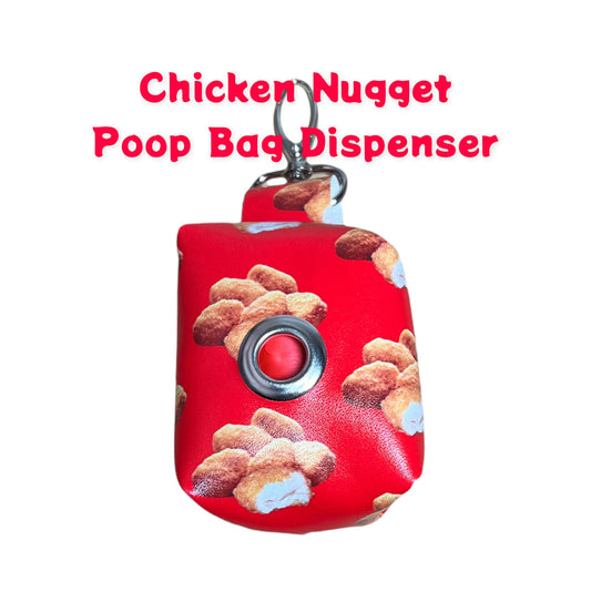 Chicken Nugget poop bag holder, dog waste bag holder, faux leather poop bag dispenser, dog waste bag dispenser, vegan leather poop bag